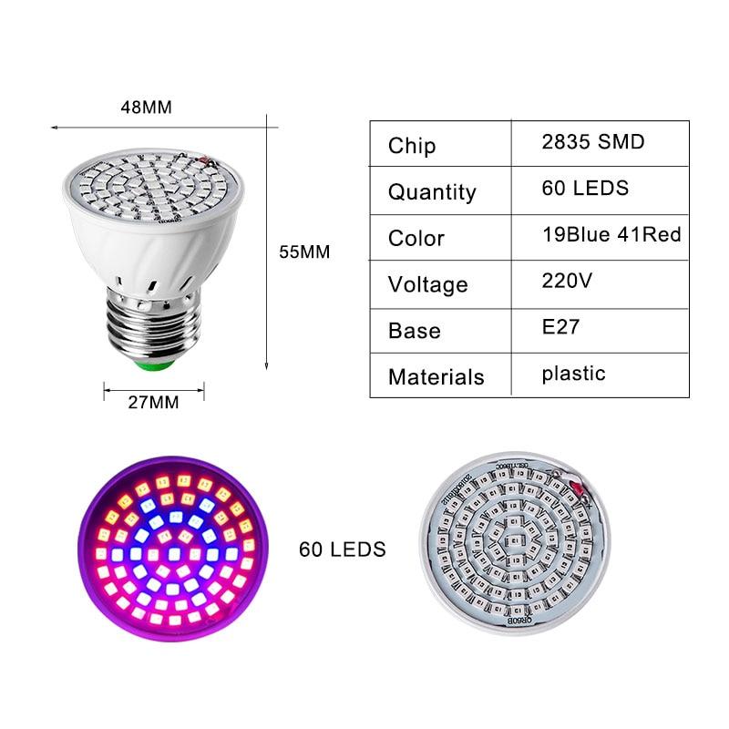 Full Spectrum E27 LED Plant Grow Light Bulb Fitolampy Phyto Lamp For Indoor Garden Plants Flower Hydroponics Grow Tent Box