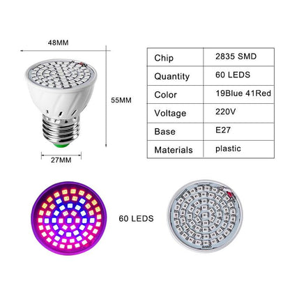 Full Spectrum E27 LED Plant Grow Light Bulb Fitolampy Phyto Lamp For Indoor Garden Plants Flower Hydroponics Grow Tent Box