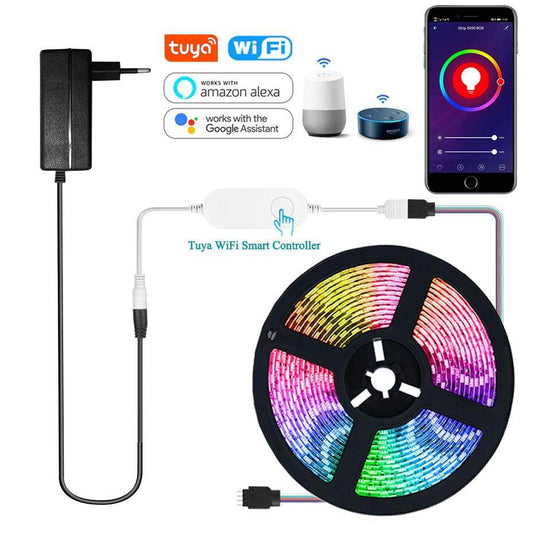 Smart WIFI LED Strip Light Work with Alexa Google Assistant Voice Control RGB LED Lights Strip 5050 60LEDs/m Color Changing