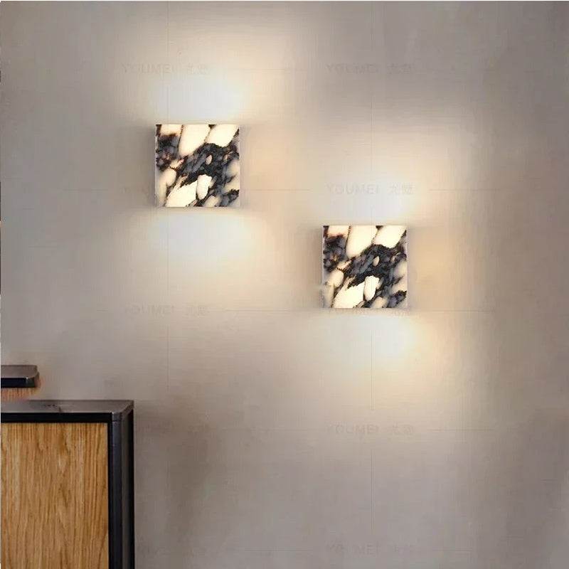 Nordic Italian Marble Lamp Indoor Background Wall Light Purple Pure Natural Stone Entrance Lighting