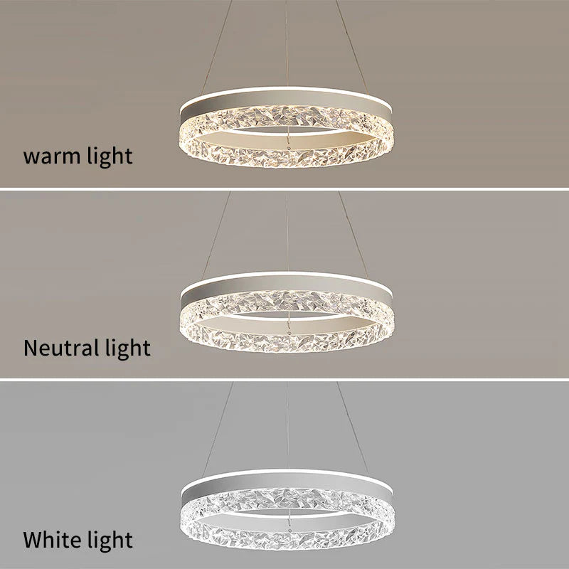 Modern Round Ring Led Chandelier Remote Control Pendant Lamp For Living Room Dining Room Kitchen Bedroom Design Hanging Light