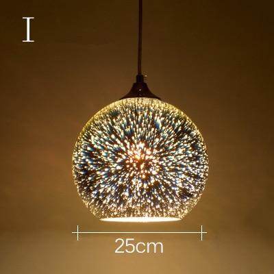 Modern 3D Colorful Nordic Starry Sky Hanging Glass Shade Pendant Lamp Lights E27 LED For Kitchen Restaurant Living Room