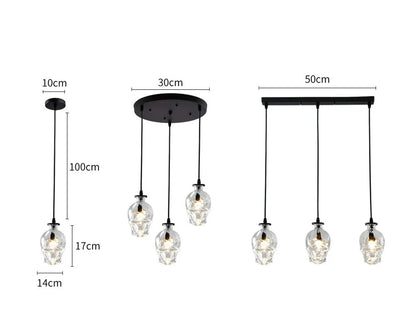 Retro Skull Clear Glass Pendant lights Dinning Room Bar Glass lampshade Lamp Demon Ghost Skeleton for Home Decor Light Fixture