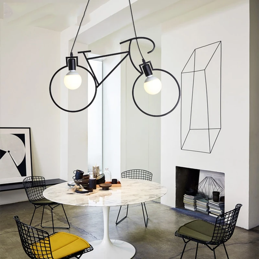 Modern Bicycle Decor LED Pendant Lights For Living Room Kitchen Coffee Lustre Pendente Hanging Lamp Nordic Vintage Light