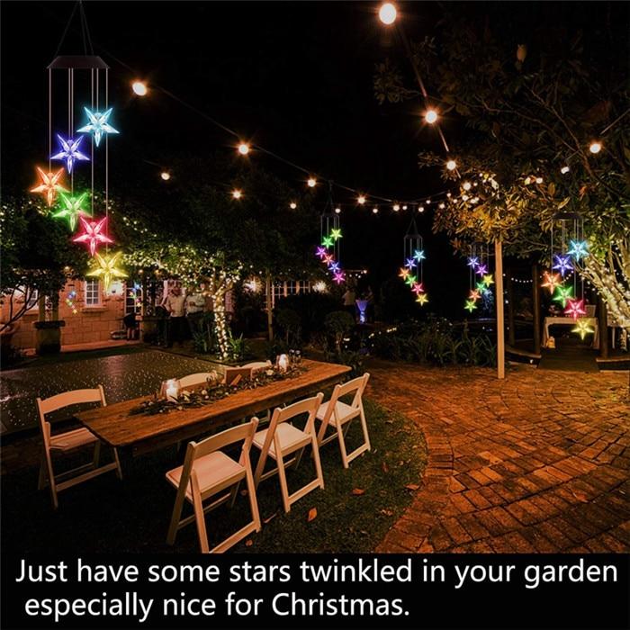 LED Solar Wind Chime Crystal Ball Hummingbird Wind Chime Light Color Changing Waterproof Hanging Solar Light For Home Garden
