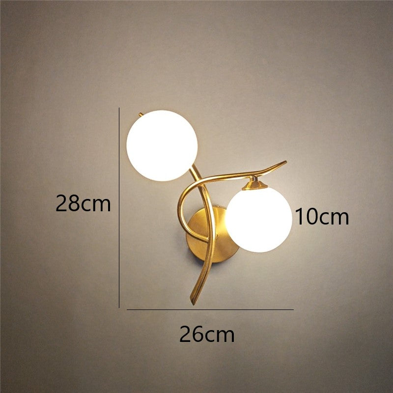 Nordic Modern Iron Wall Lamps LED Bedroom Bed Lamp Learning Corridor Room Indoor Wall Lights Glass Ball Decor Light Fixtures E27
