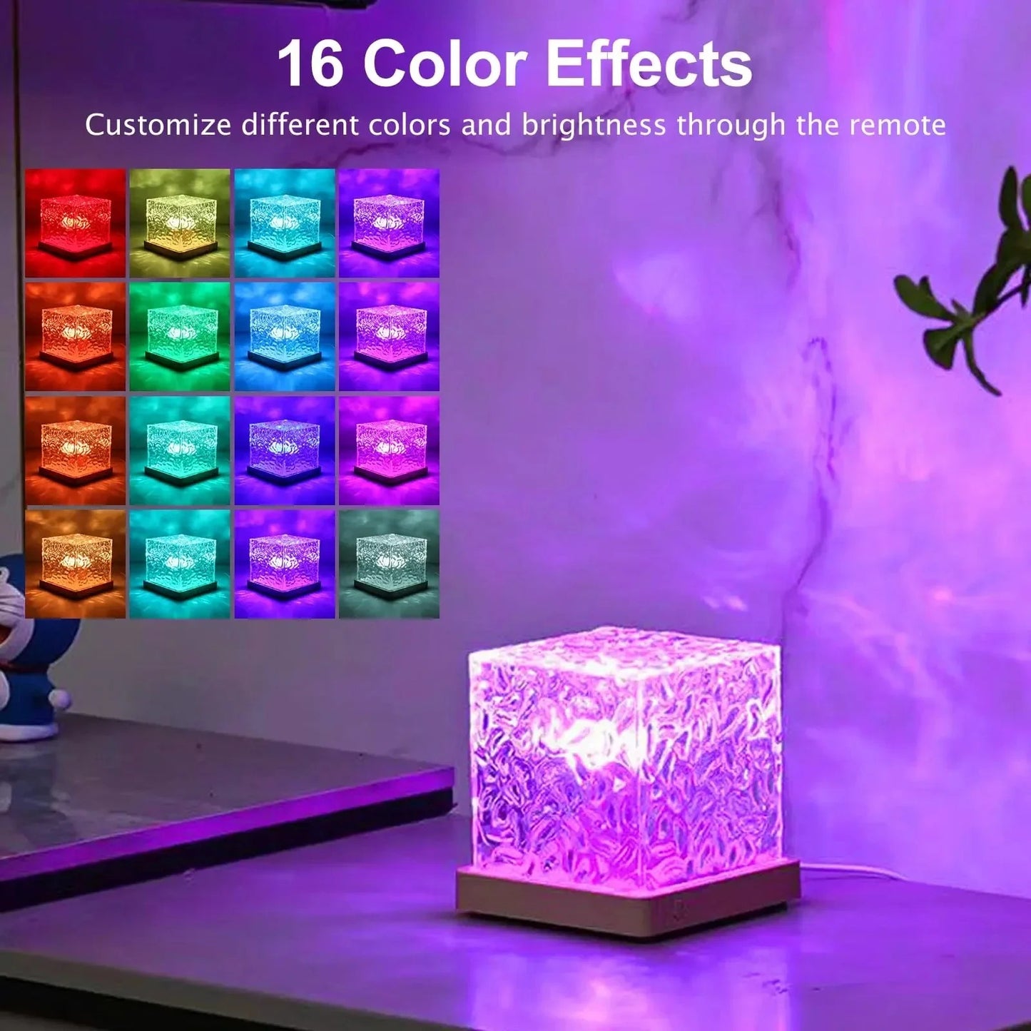 Newest 16 Colors Night Light Remote Ocean Wave Projection Lamp Aurora Projector Lights Home Decor USB plug-in Table Nightlight