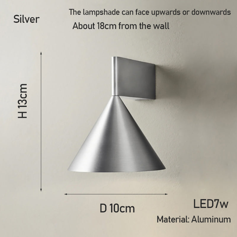 Aluminum Bedside Wall Lamp Corridor Staircase Background Wall Conical Geometric Warm Wall Lamp