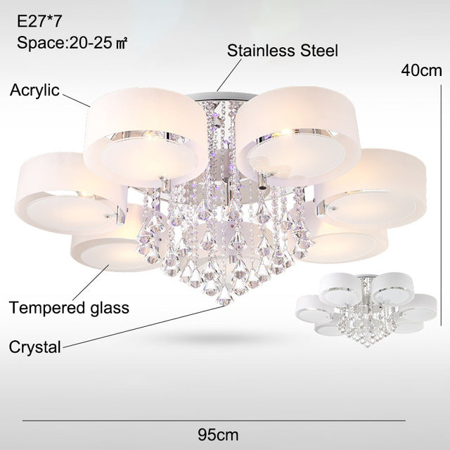 Modern Crystal Ceiling Lights Living Fashionable Design Light Dining  Changeable Led Ceiling Lamp Bedroom White Shade Acrylic