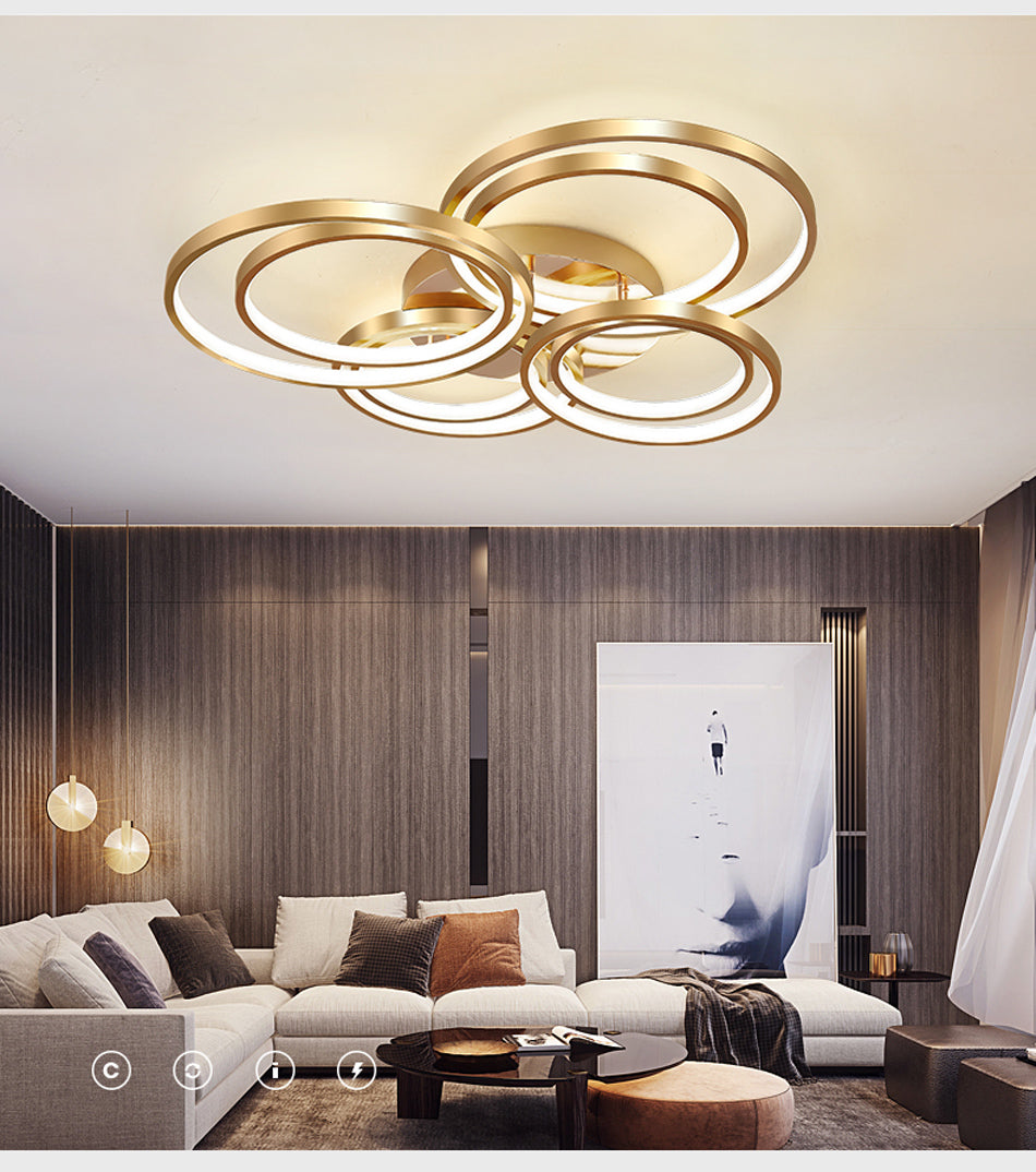 Modern Golden LED Ceiling Lights For Living Room Bedroom Restaurant Lighting Fixture Lustre Lamps