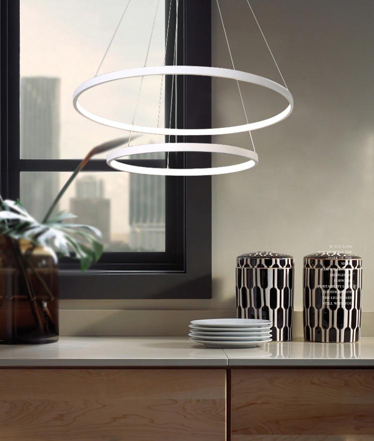 Aluminum Circle Rings Modern LED Chandelier lighting White&Black&Gold Lustre Living Kitchen Dining room nordic lamp luminarias