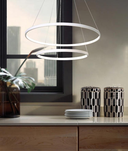 Aluminum Circle Rings Modern LED Chandelier lighting White&Black&Gold Lustre Living Kitchen Dining room nordic lamp luminarias