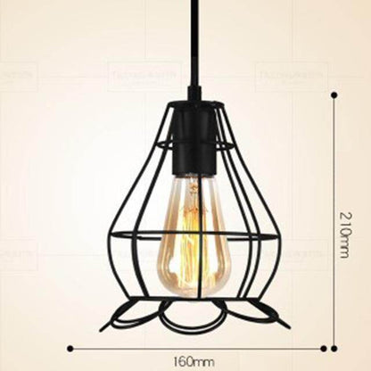 LED Indoor E27Modern Cage Pendant Light Iron Minimalist Retro Scandinavian Loft Pendant Lamp Metal Hanging RestaurantLamp