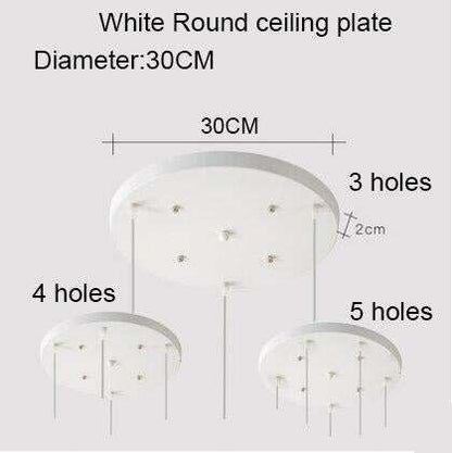 Ceiling Plate Black/White Iron Pendant Lamp Bases DIY 2/3/4/5 holes 25cm/30cm/40cm/50cm Straight/Round Ceiling Base