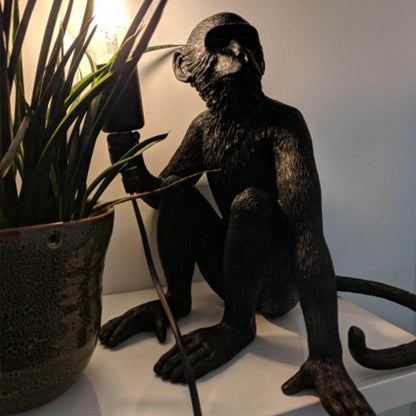 Resin Black White Gold Monkey Lamp Pendant Light For Living Room Lamps Art Parlor Study Room Led Lights lustre With E27 Led Bulb