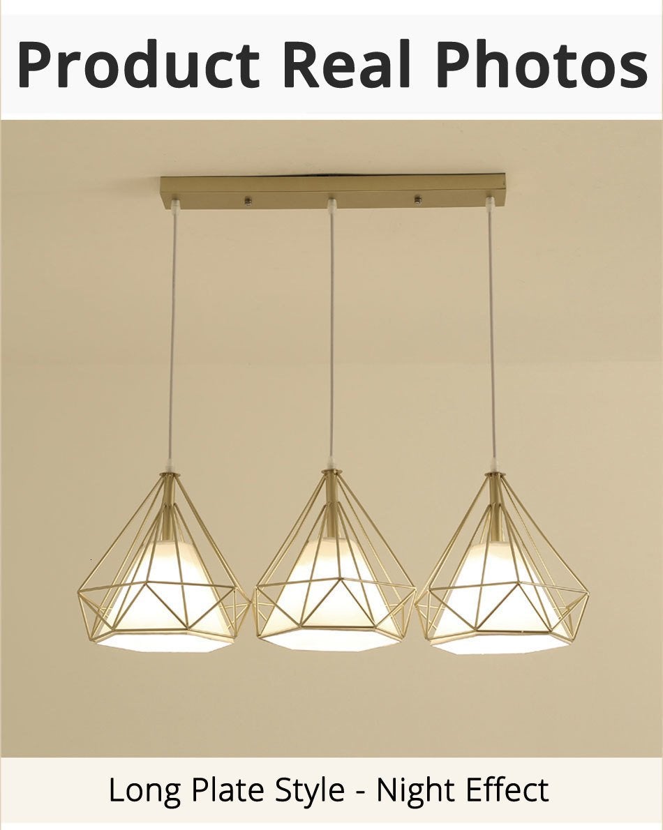 Gold Color Pendant Lights Triangle Shape Nordic Style 1head/3heads  Hanging Lamp Simple Metal Lights Fixtures Deco Abajur