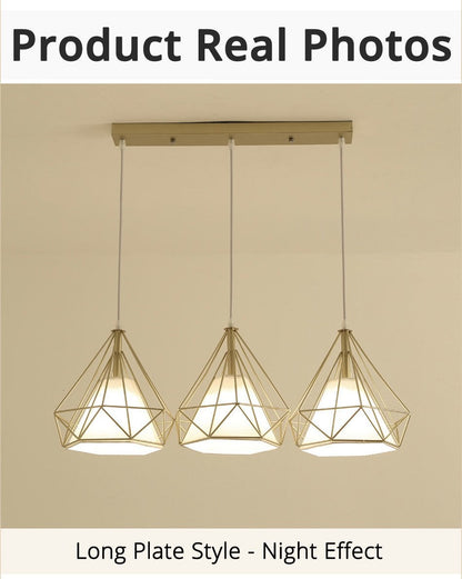 Gold Color Pendant Lights Triangle Shape Nordic Style 1head/3heads  Hanging Lamp Simple Metal Lights Fixtures Deco Abajur