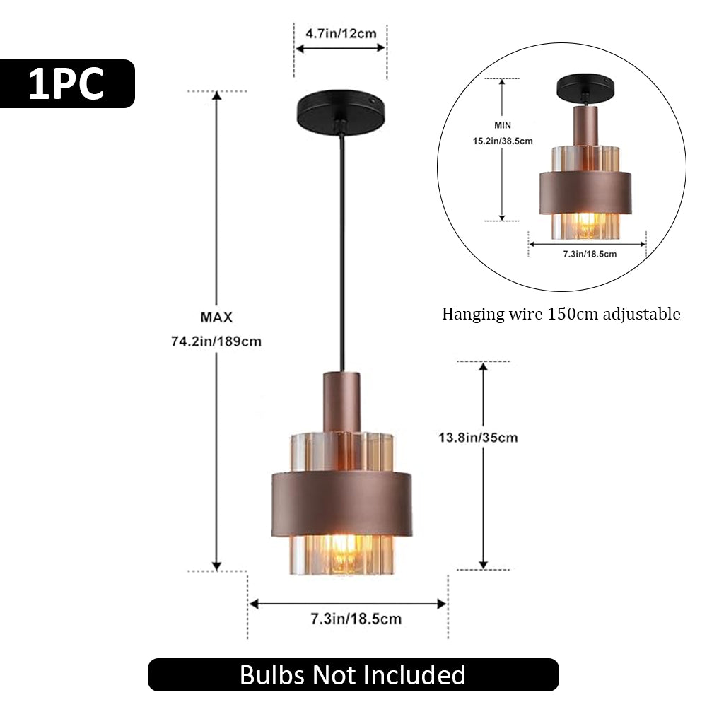 Modern Pendant Lights E27 LED Amber Glass Bronze Colored Chandeliers Dining Bedroom Hanging Lamps Pendant