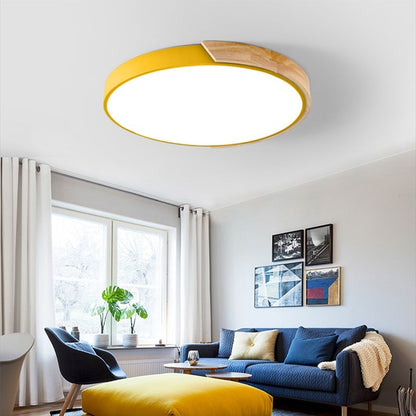 LED Ceiling Lights Ultra Thin Modern Ceiling Lamp Nordic Dimmable Wood Livingroom Bedroom Round Light Fixture Surface Mounted