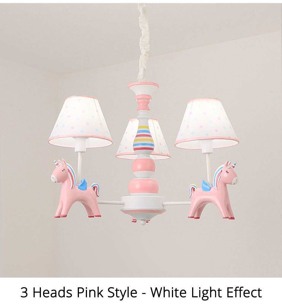 Chandelier Children's Room Lamp Boy And Girl Baby Bedroom Chandelier Nordic Pastoral  Cartoon Creative Pegasus Lamps