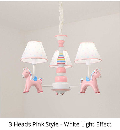 Chandelier Children's Room Lamp Boy And Girl Baby Bedroom Chandelier Nordic Pastoral  Cartoon Creative Pegasus Lamps