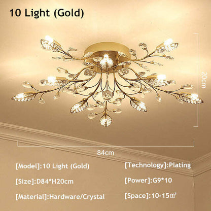 Vintage LED Ceiling Light Crystal Ceiling Lamp For Living Room Loft