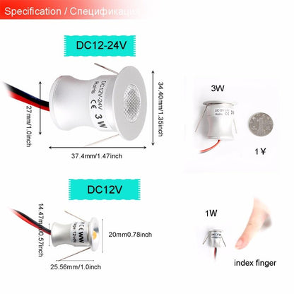 Led Spotlight Cabinet Mini Spot Light IP65 Waterproof 1W 3W Recessed Down Light Cold Warm White Cupboard Showcase use Q