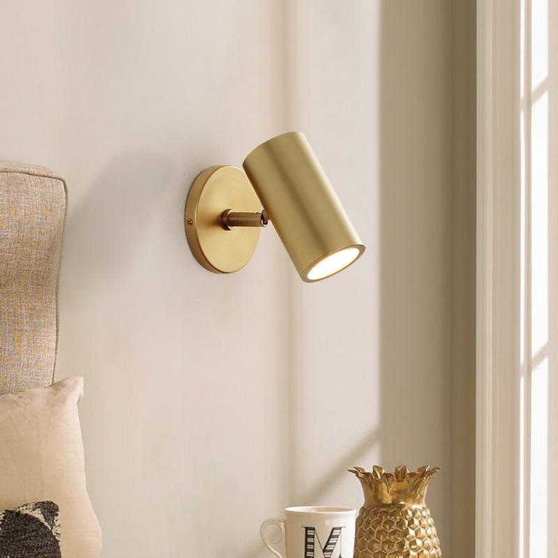 Nordic Bedside Creative Copper Wall Lamp Simple Style Reading Wall Lamp Living Room Wall Decoration Lamp