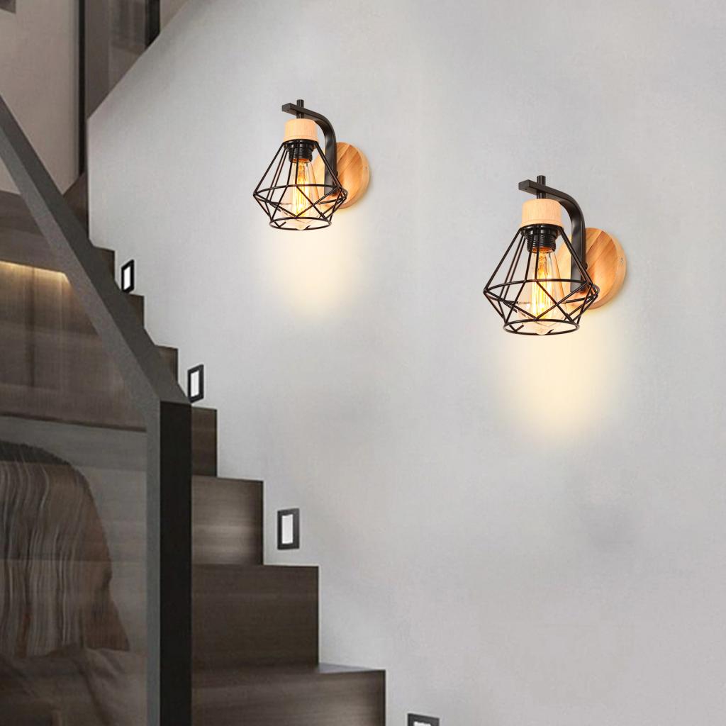 Modern Wood Wall Lamps Vintage Sconce Wall Lights Fixture E27 Bedside Retro Lamp Industrial Dining Room Bedroom Lighting