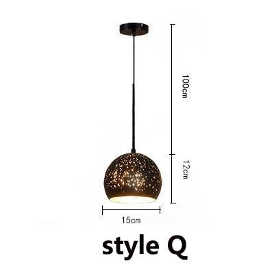 Vintage Pendant Light Iron Loft Nordic Porous Etching Lampshade