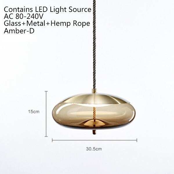 Modern Loft Industrial Lamp Blue Glass Pendant Light LED Art Deco Nordic White Hang Lamp For Living Room Kitchen Bedroom Parlor