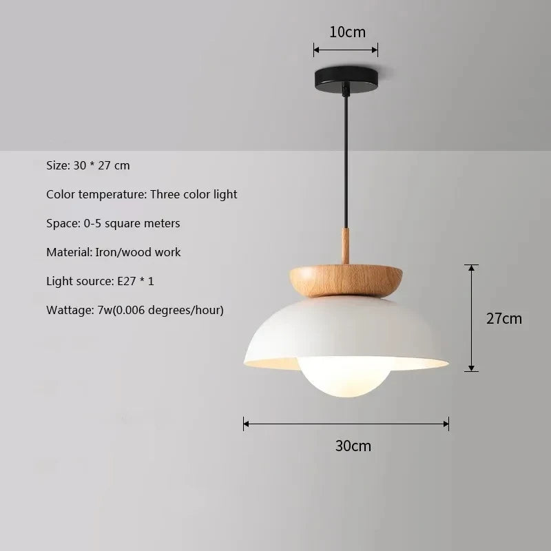 Modern LED Pendant Light  Minimalist Wooden Hanging Lamp for Aisle Balcony Cloakroom Interior Lighting Fixture