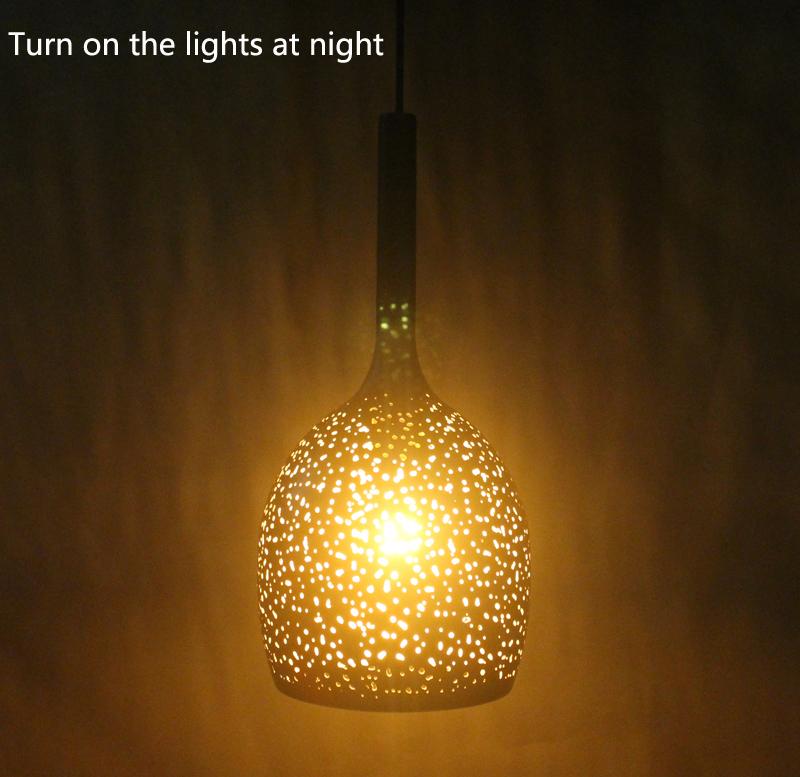 Vintage Pendant Light Iron Loft Nordic Porous Etching Lampshade