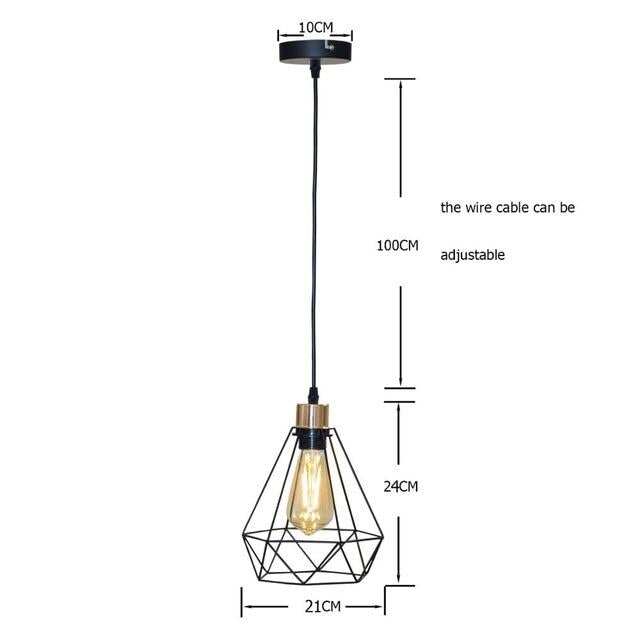 Modern  Industrial Vintage Cage Pendant Light Iron Art Diamond Pyramid Wrought home Ceiling Lamp Suitable for E27 bulbs