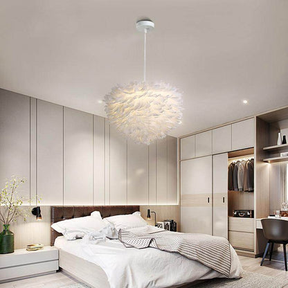 Pendant Lights E27 Feather Romantic Pendant Lamp For Bedroom Living Room Lighting HangLamp Goose Feather Suspension Luminaire