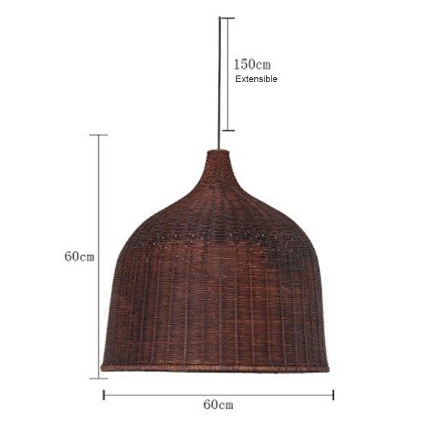 Hand Woven Rattan Pendant Light Japan Style Hanging Lamp E27 For Restaurant Bedroom Rustic Art Industrial Lamps Creative LED
