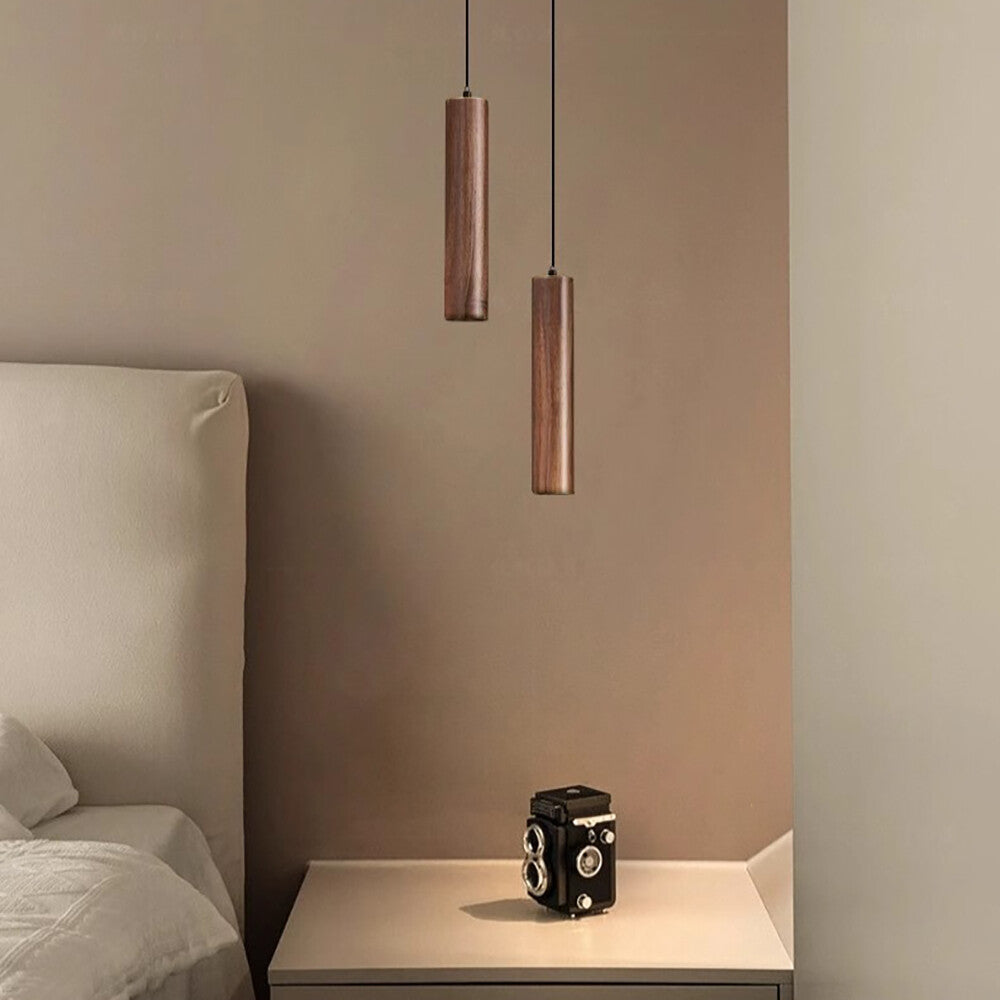 Simple Wood Lamp Bedside Pendant Lights Dining Room Hanging Lamp Living Room Walnut Light LED Indoor Lighting