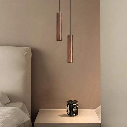 Simple Wood Lamp Bedside Pendant Lights Dining Room Hanging Lamp Living Room Walnut Light LED Indoor Lighting