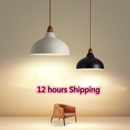 Nordic Minimalist Hanging Lamp Black White Metal Modern Pendant Light Retro Droplight for Bedroom Bedside Dining Room Bar Decor