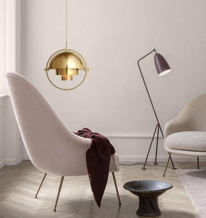 Modern Design Simple Semicircle Copper Color Rotatable Pendant Lights Cafe Restaurant Study Living Room Decoration Pendant Lamps