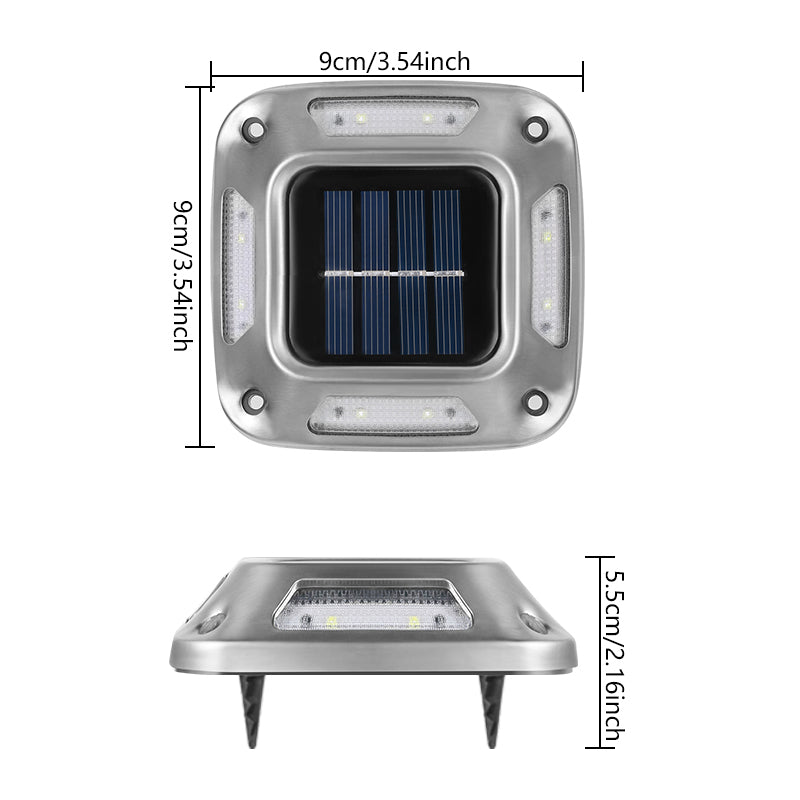 4PCS Solar Dock Lights 8LEDs Deck Driveway Light Outdoor Waterproof Wireless for Path Warning Garden Walkway Sidewalk Steps Deco