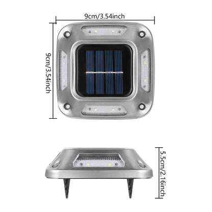 4PCS Solar Dock Lights 8LEDs Deck Driveway Light Outdoor Waterproof Wireless for Path Warning Garden Walkway Sidewalk Steps Deco