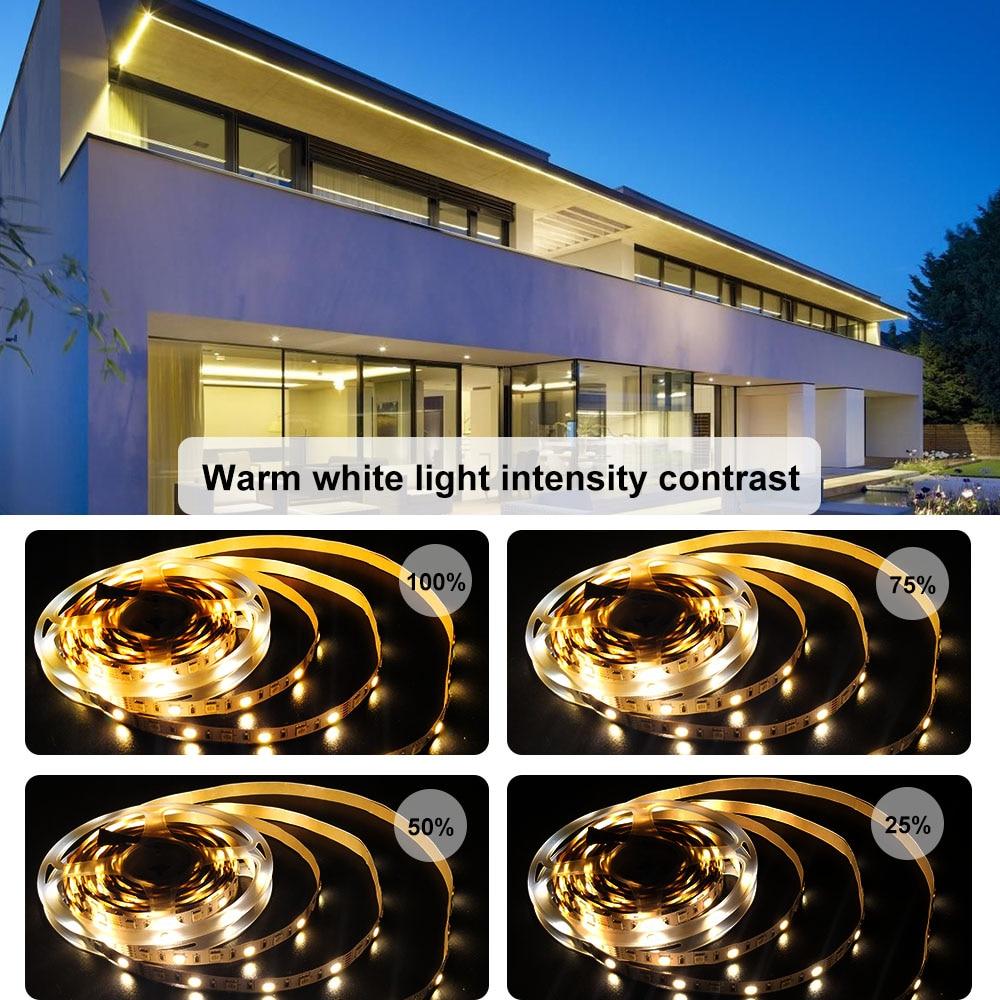 RGBWW LED Strip Light SMD 5050 10M 5M LED Lights Waterproof DC12V RGB Led tape diode ribbon Flexible APP Phone Control+adapter