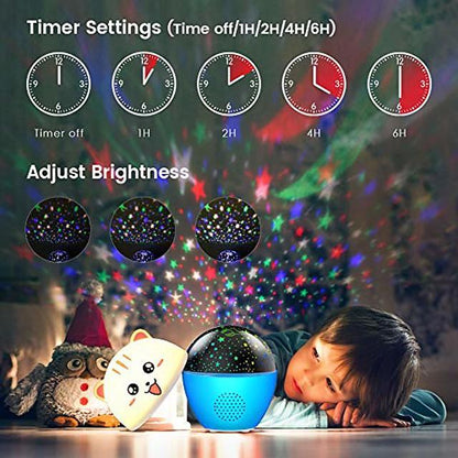 Night Light ProjectorDelicacy 2 in 1 Ocean Undersea Lamp and Starry Sky ProjectorBluetooth Speaker 360 Rotating LED Night Lights Projector for Kids Baby Bedroom Decoration