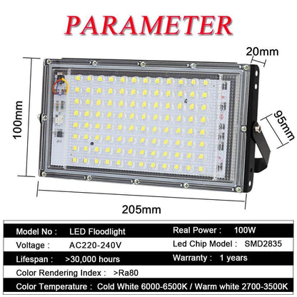 2pcs/lot LED Floodlight 100W AC Waterproof Outdoor Lights Lighting Projector LED Flood Light Outside Streetlight Spotlight