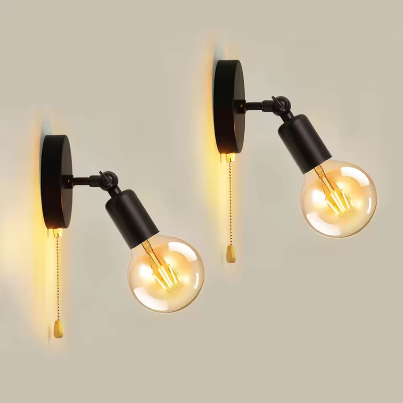 Simple Wall Lamp 180 Degree with Switch Adjustable Metal Wall Light Bedroom Loft Aisle Stairs Kitchen Lights