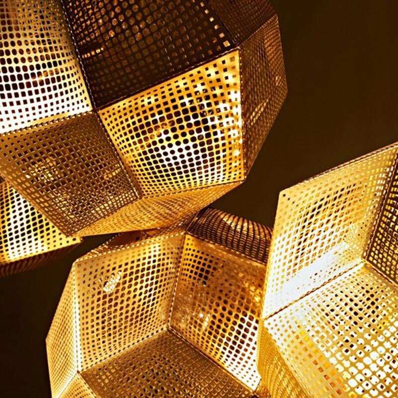 Modern Industrial Pendant Lights Hotel/Restaurant/Bar Pendant Lamps Gold/Silver Stainless Steel Art Geometry Net Lighting