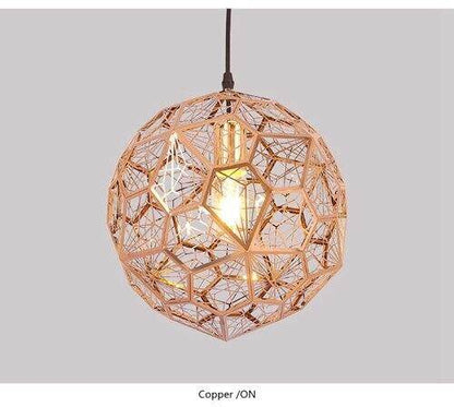 Modern Pendant Light Diamond Frame Shape Nordic Web Ball Hanging Lamp For Kitchen Living Room Shop Restaurant Bar Decor