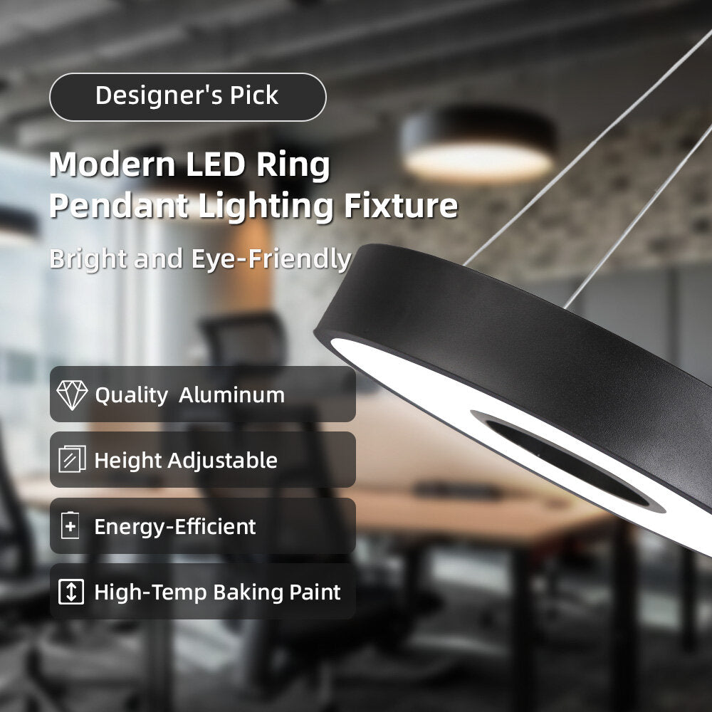 LED Round Pendant Light 110V/220V Ceiling Chandelier Office Ring Hanging Lamps Dining Living Room Home Ceiling Lighting Fixture