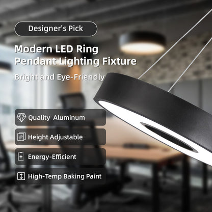 LED Round Pendant Light 110V/220V Ceiling Chandelier Office Ring Hanging Lamps Dining Living Room Home Ceiling Lighting Fixture